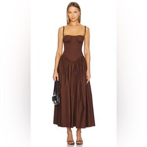 New Tularosa Emma midi dress in chocolate brown